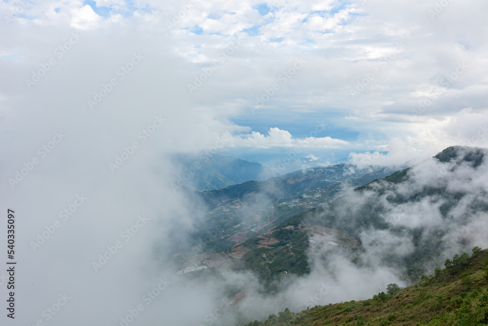 Overcast view of the landscape of Hehuanshan