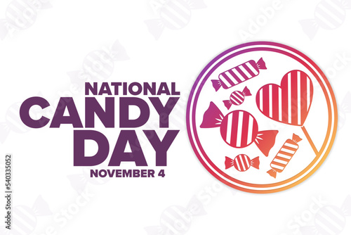 National Candy Day. November 4. Holiday concept. Template for background, banner, card, poster with text inscription. Vector EPS10 illustration.