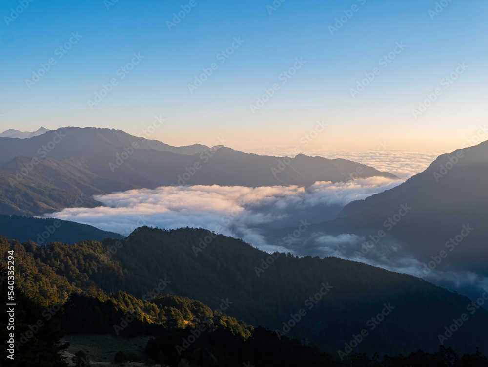 Sunrise beautiful landscape of Sea of clouds over Hehuanshan Sunrise beautiful landscape of Sea of clouds over Hehuanshan