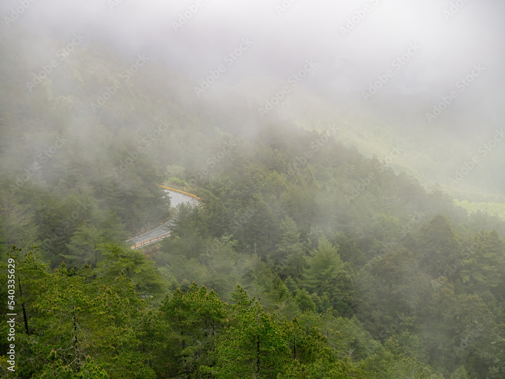 Overcast view of the landscape of Hehuanshan