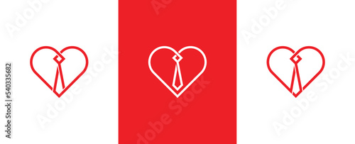 Heart Tie Logo Concept sign icon symbol Element Design. Love, Necktie, Business Logotype. Vector illustration template