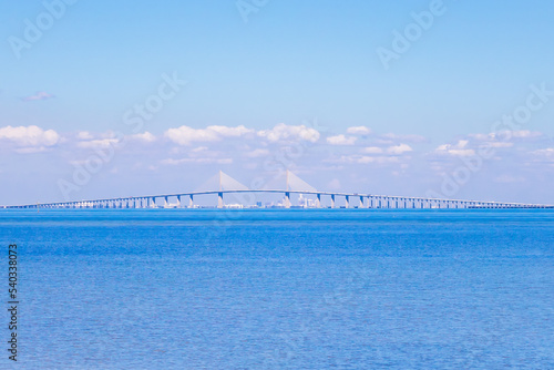 Skyway Bridge Tampa Bay Florida on a Sunny Day from Manatee River at Robinsons Preserve