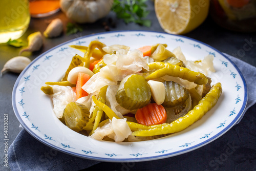 Assorted mixed pickled vege...
