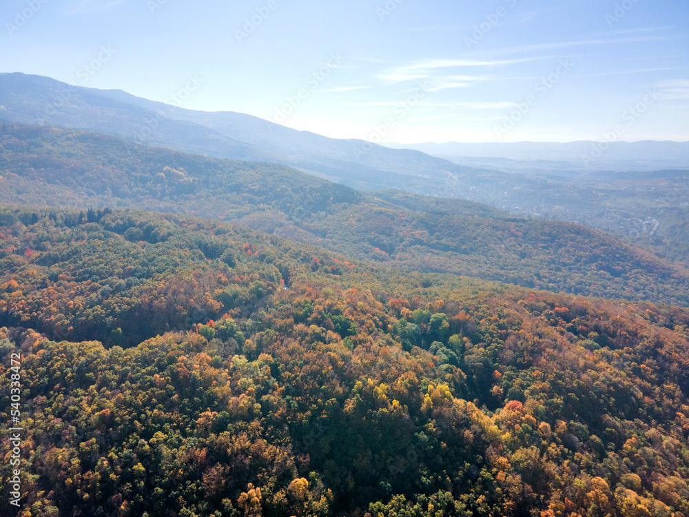 Aerial Autumn panorama of Vitosha Mountain, Bulgaria Aerial Autumn panorama of Vitosha Mountain, Bulgaria