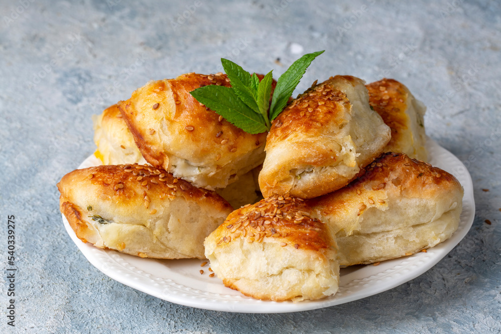 Turkish cuisine; Handmade Cheese Pastry (Turkish name; peynirli pogaca)