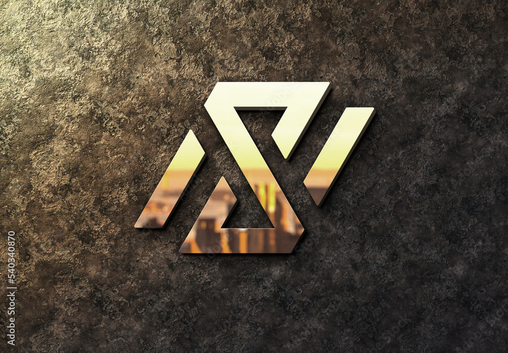 Metal Logo Mockup with 3D Reflection Effect on Marble Wall Stock ...