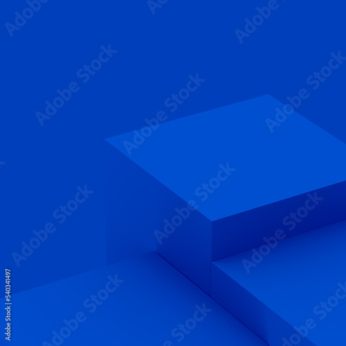 Abstract 3d blue cube and box podium minimal scene studio background. © Mama pig