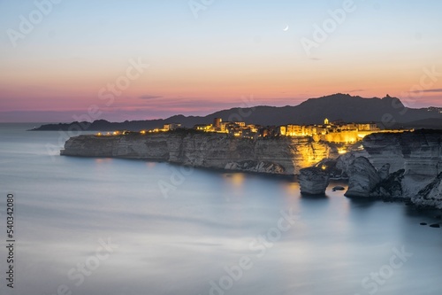 Small town of Calvi at sunset in Corsica, France photo