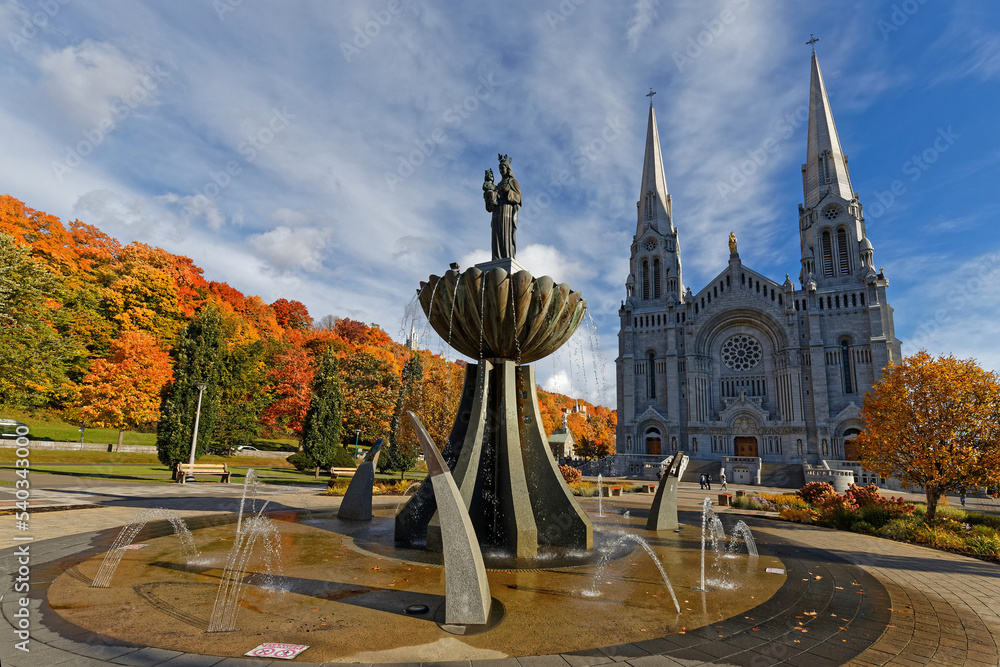 Basilica of SainteAnnedeBeaupré outdoors in a seasonal landscape