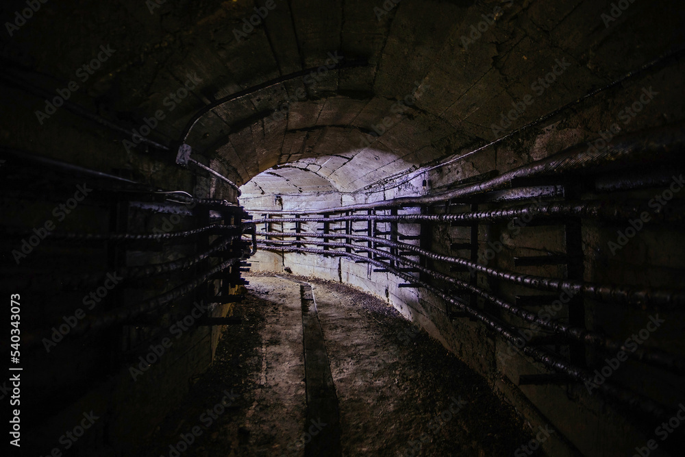 Electrical cables in the underground technical tunnel