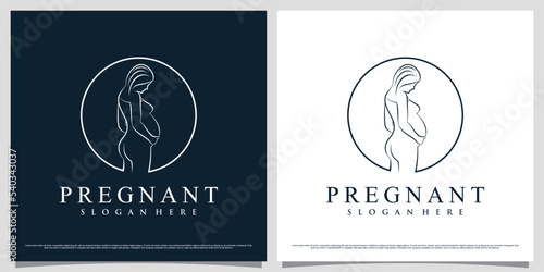 Women pregnant logo design template with simple concept and creative element