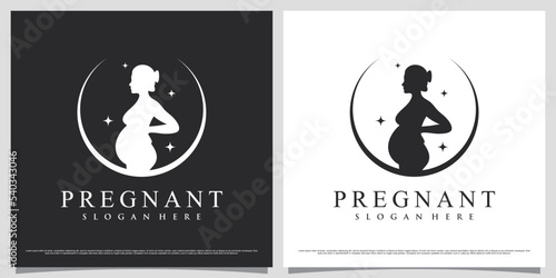 Women pregnant logo design template with simple concept and creative element