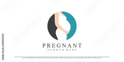 Pregnant mother logo design illustration with circle concept and creative element