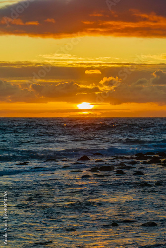 Sunrise seascape with clouds