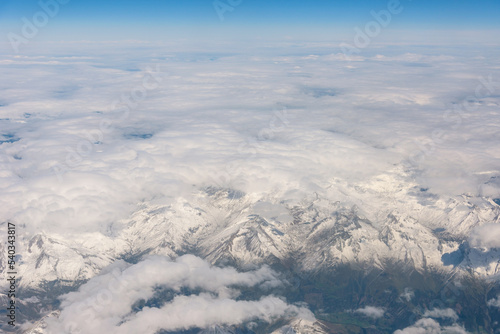 Aerial view of the Alps mountains