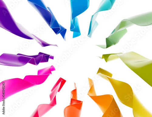 Colourful twisted ribbons in a circle. Vector illustration on a white background. Great for bringing attention to your design. EPS10.