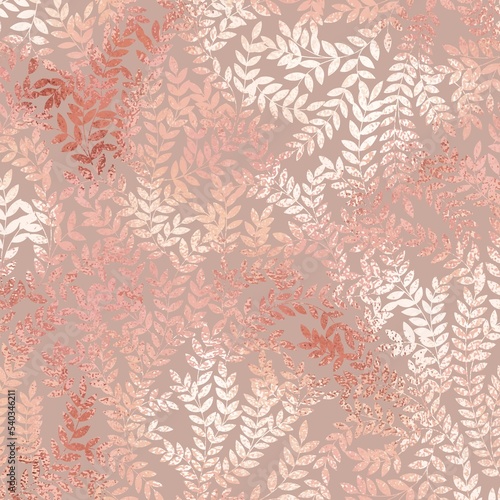 Rose gold. Vector decorative background with rose gold effect. Gold foil texture.