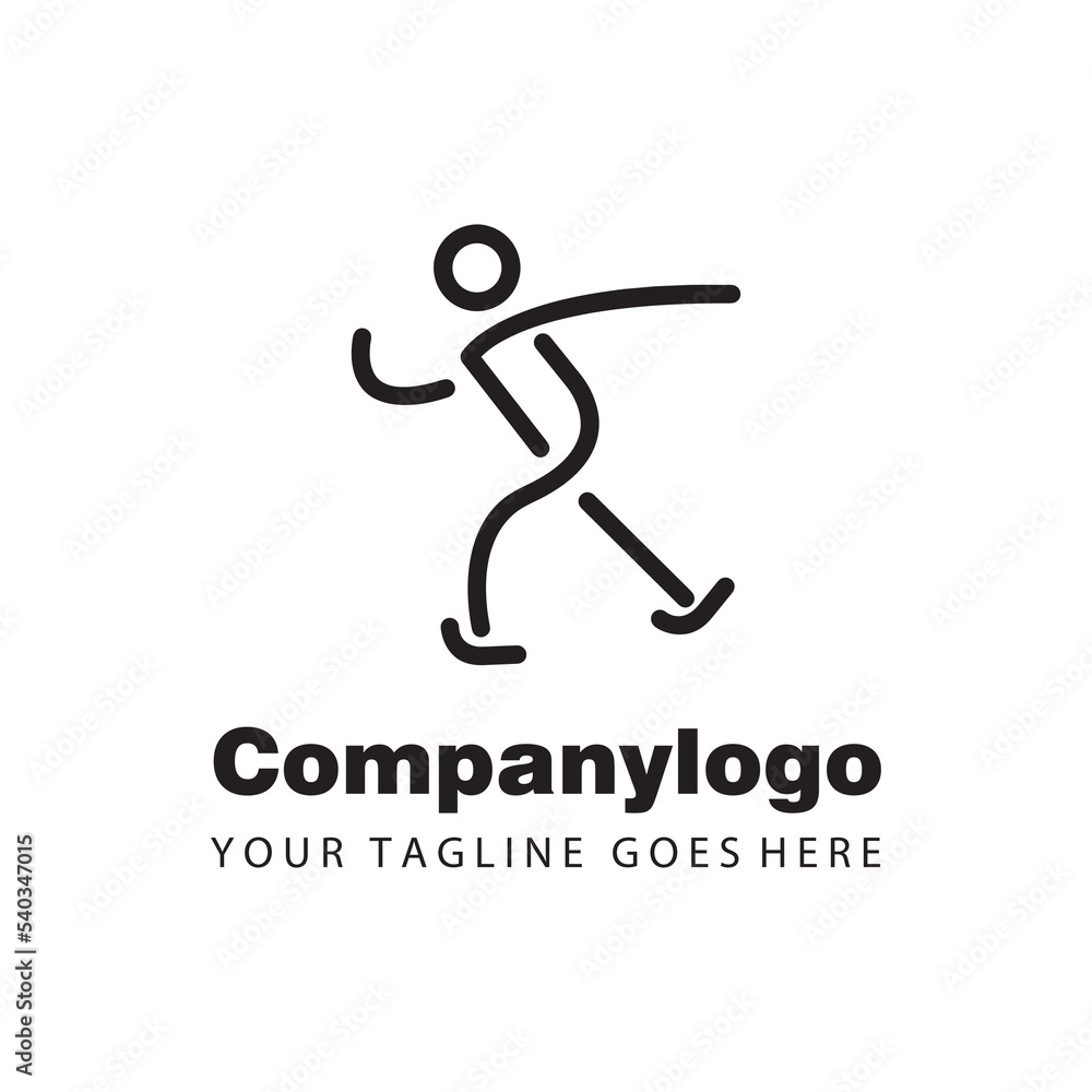 simple black people running for logo fitness centre