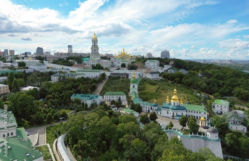 Aerial view of the Dnieper river and the city of Kyiv in Ukraine photo