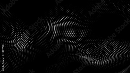 Dot white black wave technology texture background. Abstract big data digital concept. 3d rendering. © Papapig