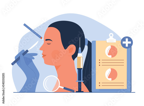 Woman Doing Rhinoplasty Surgery Concept Illustration