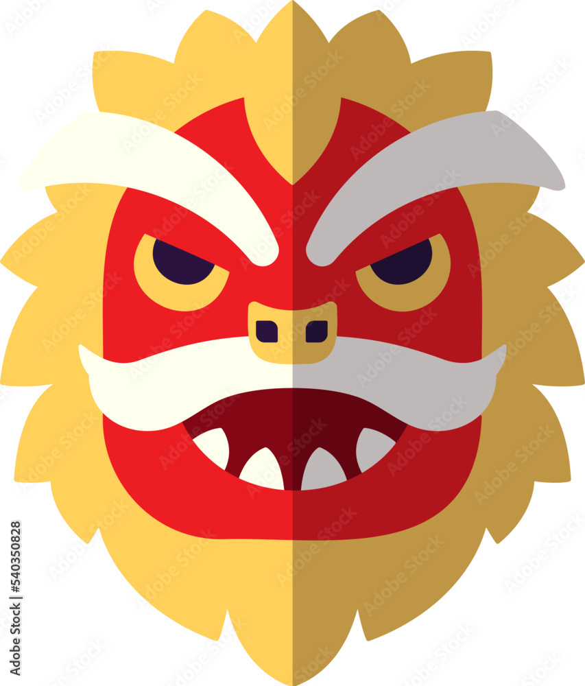 Chinese New Year. Vector flat icon of flat Chinese dragon mask for web sites, apps, books, adverts, articles and other places. Vibrant illustration Chinese New Year. Vector flat icon of flat Chinese dragon mask for web sites, apps, books, adverts, articles and other places. Vibrant illustration