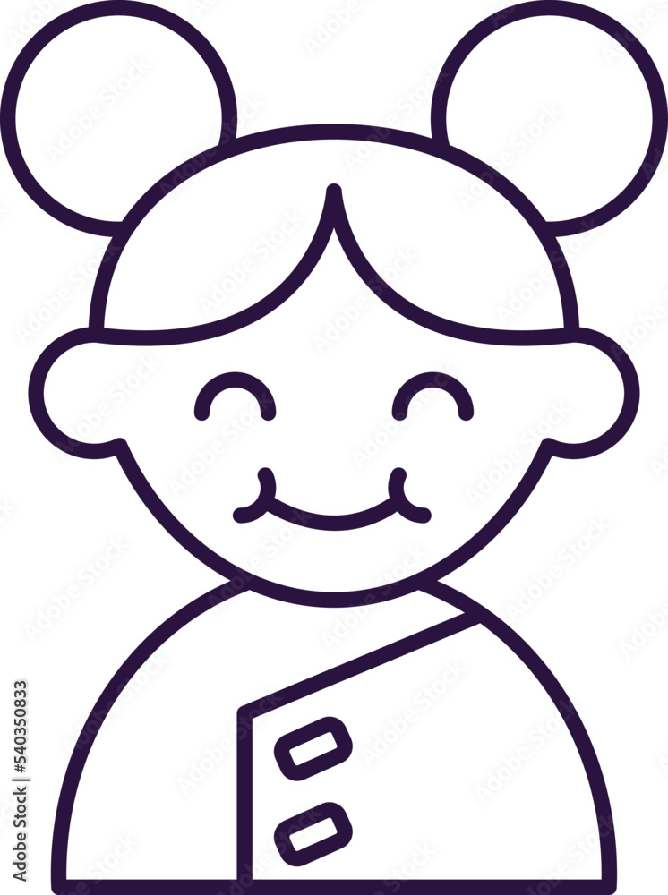 Chinese New Year concept. Vector line icon of Chinese girl in traditional garment. Editable stroke drawn with thin line. Sign and symbol perfect for internet stores, shops, books, web sites, apps Chinese New Year concept. Vector line icon of Chinese girl in traditional garment. Editable stroke drawn with thin line. Sign and symbol perfect for internet stores, shops, books, web sites, apps
