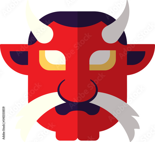 Chinese New Year. Vector flat icon of red Chinese demon for web sites, apps, books, adverts, articles and other places. Vibrant illustration