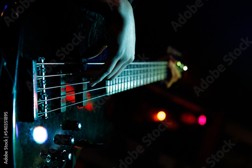 electric bass 5 strings in the night photo