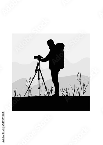 nature landscape silhouette of photographer with camera