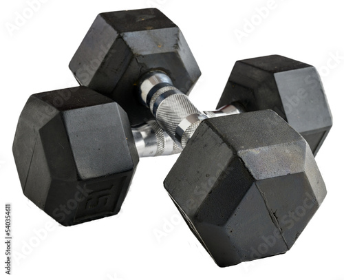 Pair of classic rubber encased hex dumbbell hand weights 