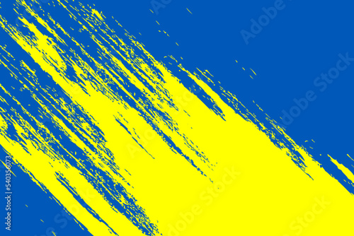Grunge brush effect with Ukraine national flag. Watercolor painting flag of Ukraine yellow and blue color. Symbol, poster, banner of the national flag. Style watercolor drawing. Vector Isolated on whi