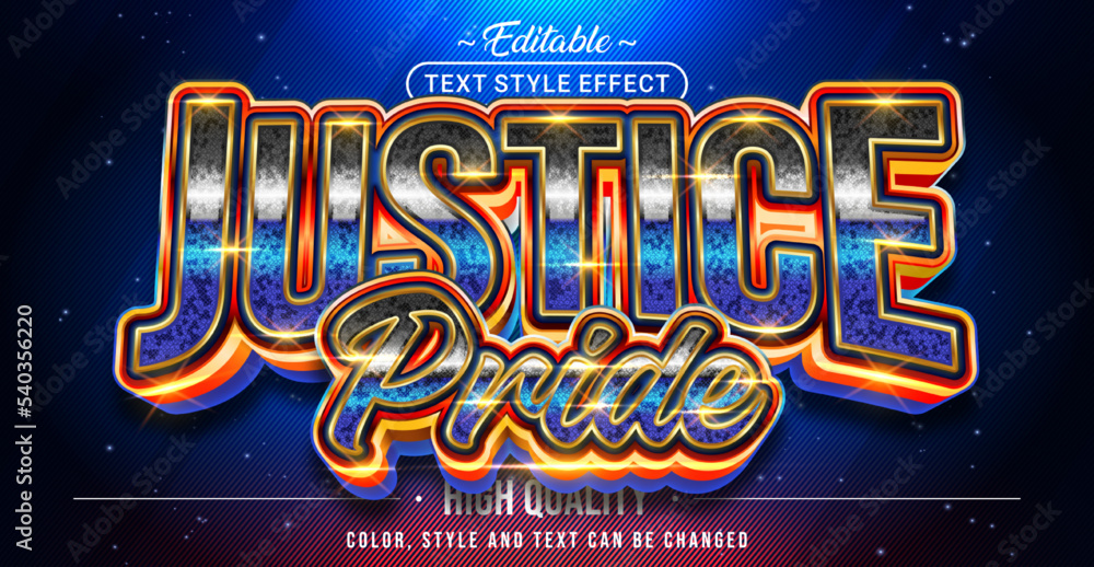 Obraz premium Editable text style effect - Justice Pride text style theme.