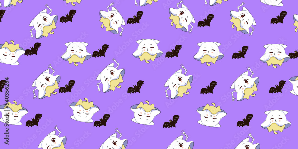 Obraz premium Cute Halloween Cartoon digital painting Set pattern wallpaper 