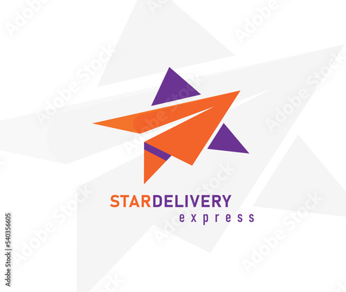 Star Delivery Paper Plane logo design illustration 