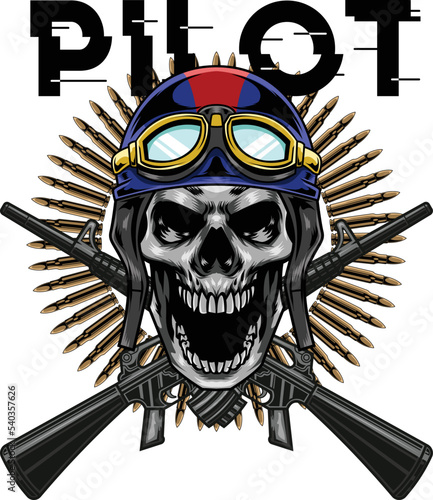 Vector illustration of pilot skull