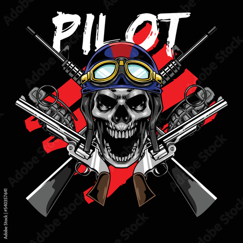 Vector illustration of pilot skull