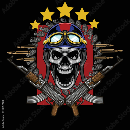 Vector illustration of pilot skull
