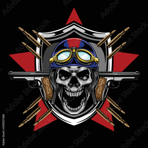 Vector illustration of pilot skull
