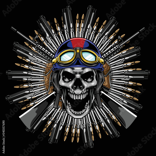Vector illustration of pilot skull