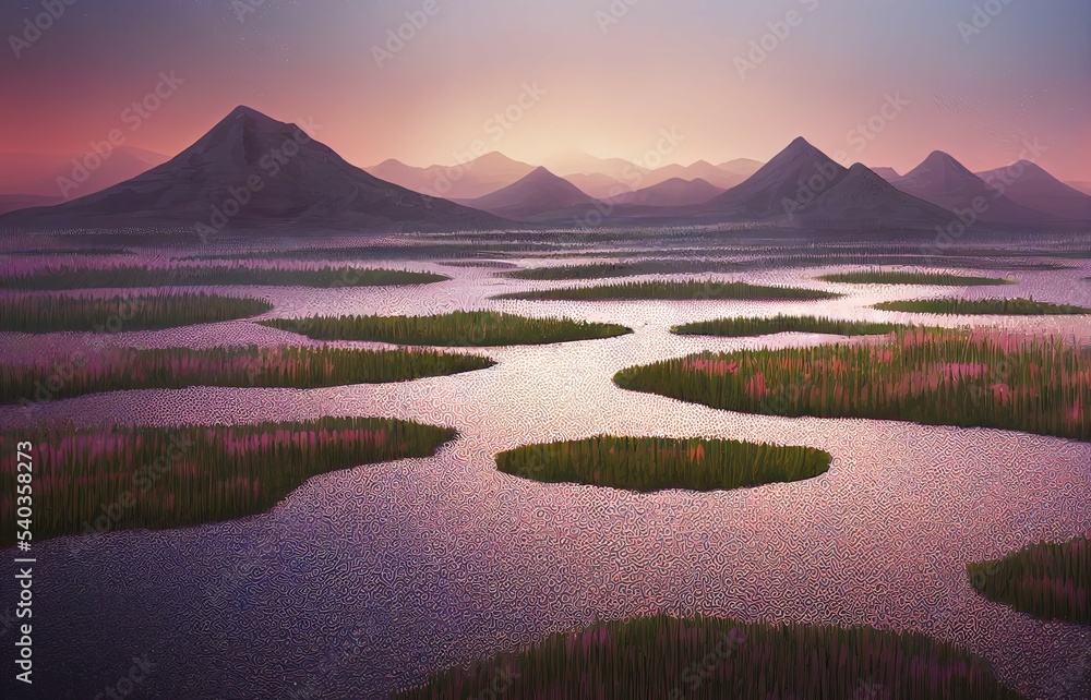 Fantasy concept showing a Spotted Lake, Canada digital art style