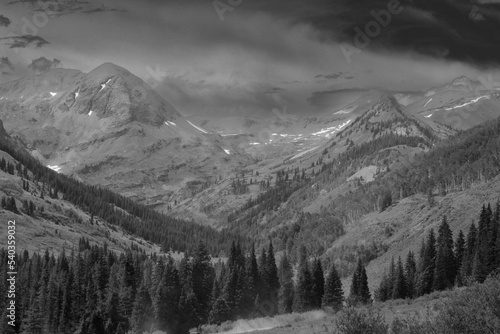 Black and white mountains