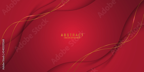 Abstract vector dark red luxury backgrounds with wavy geometric graphic and gold line elements for poster, flyer, digital board and concept design.Eps10