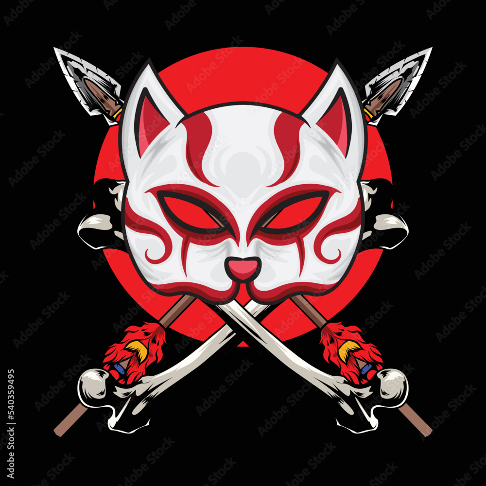 Vector illustration of kitsune mask Stock Vector | Adobe Stock