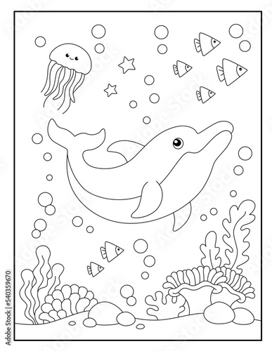 Cute dolphin coloring pages for children