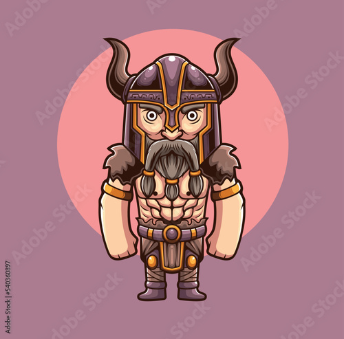 Vector illustration of viking cute mascot