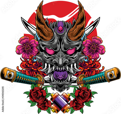 vector illustration of japanese hannya mask