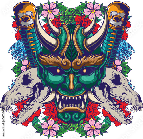 Vector illustration of kabuki mask
