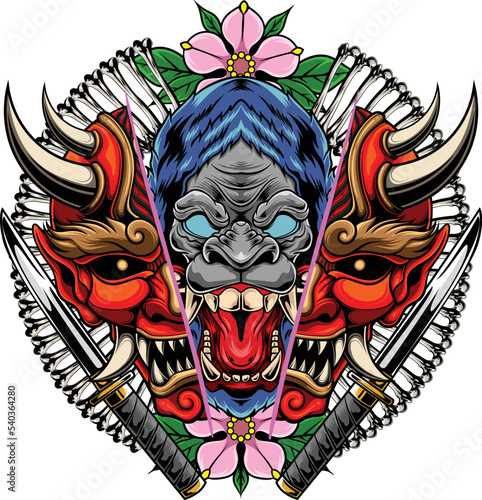 Vector illustration of kabuki mask