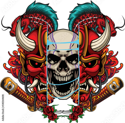 Vector illustration of kabuki mask